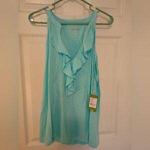 Lilly Pulitzer Shay Shorley Blue Ruffle Tank Top NWT XL